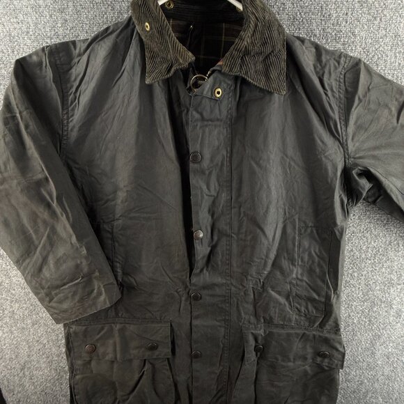 Barbour Border A205 Size 38 Waxed Jacket Men Full Zip Blue Collared Hunting - Picture 1 of 14
